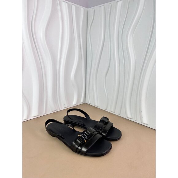 1017 Alyx 9SM Black Flat Sandals With Buckle Square Toe Vero Cuoio Womens - Picture 9 of 9